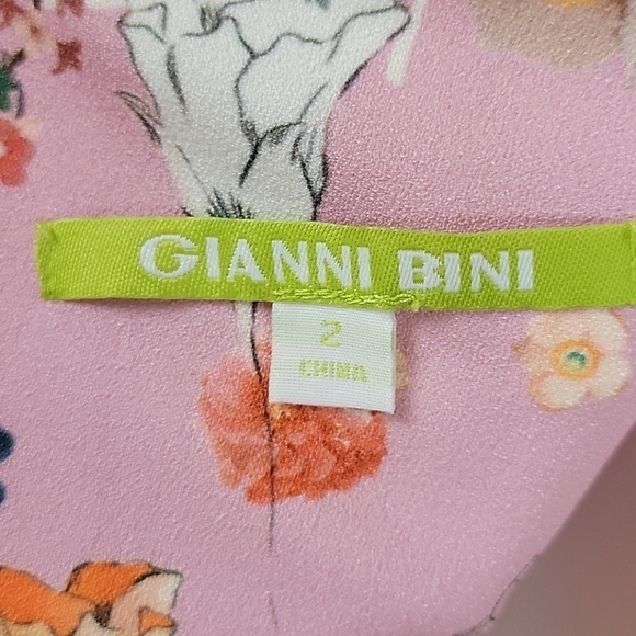 Gianni Bini floral Shoulder Bow Tie dress Pink 2 - Picture 9 of 12